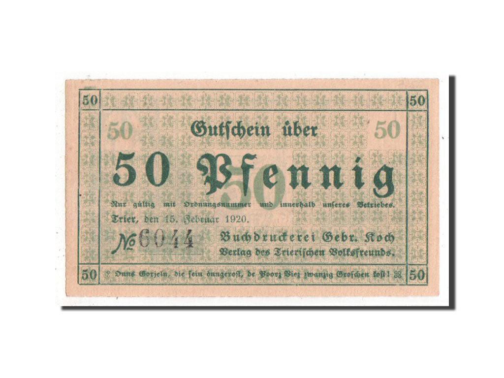 Banknote, Germany, Trier Stadt, 50 Pfennig, 1920, UNC(60-62), Mehl:1342.2