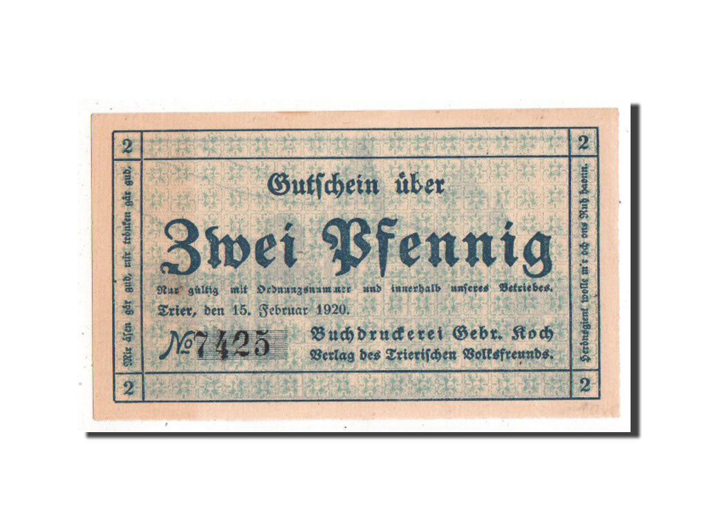 Banknote, Germany, Trier Stadt, 2 Pfennig, 1920, UNC(60-62), Mehl:1342.2