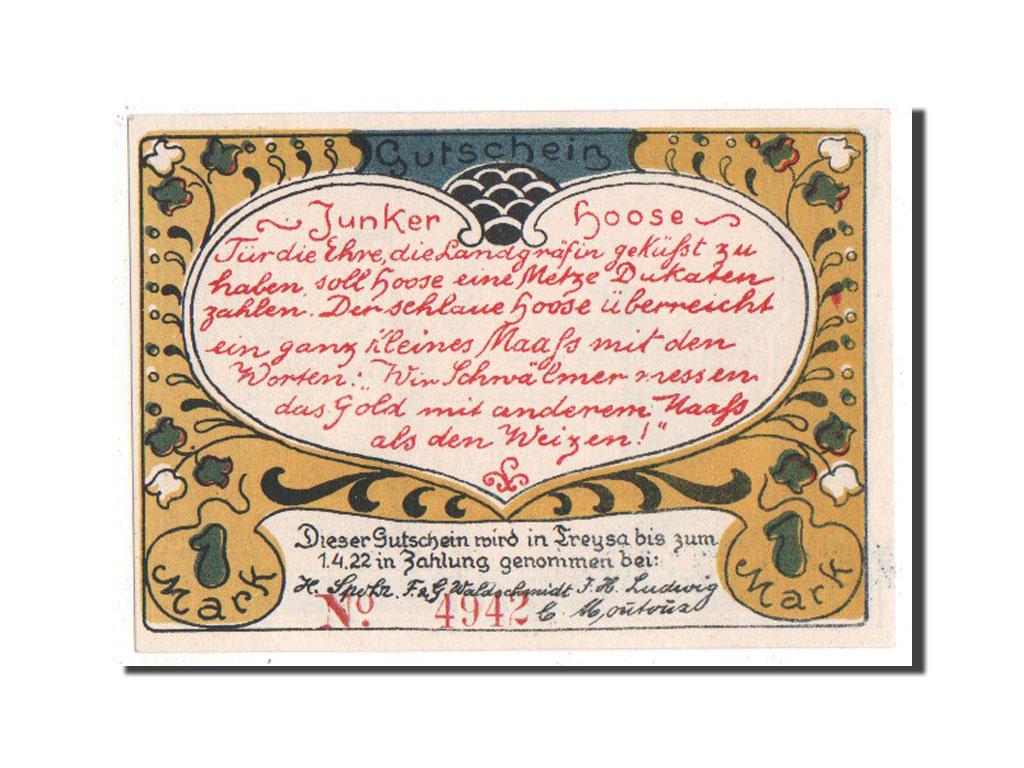 Banknote, Germany, Hessen-Nassau, 1 Mark, 1922, UNC(63), Mehl:1340.1a