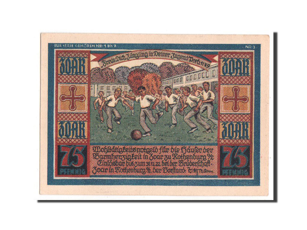Biljet, Duitsland, Rothenburg o.T. Stadt, 75 Pfennig, 1921, SPL, Mehl:1140.1