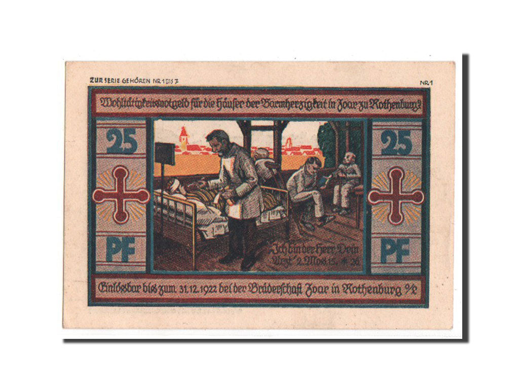 Biljet, Duitsland, Rothenburg o.T. Stadt, 25 Pfennig, 1921, SPL, Mehl:1140.1