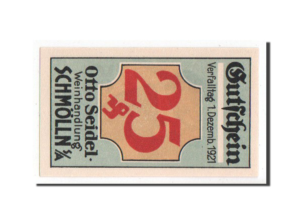 Banknote, Germany, Schmolln, 25 Pfennig, 1921, UNC(65-70), Mehl:1188.1