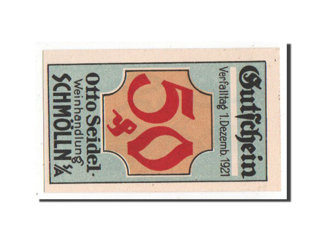 Banknote, Germany, Schmolln, 50 Pfennig, 1921, UNC(65-70), Mehl:1188.1