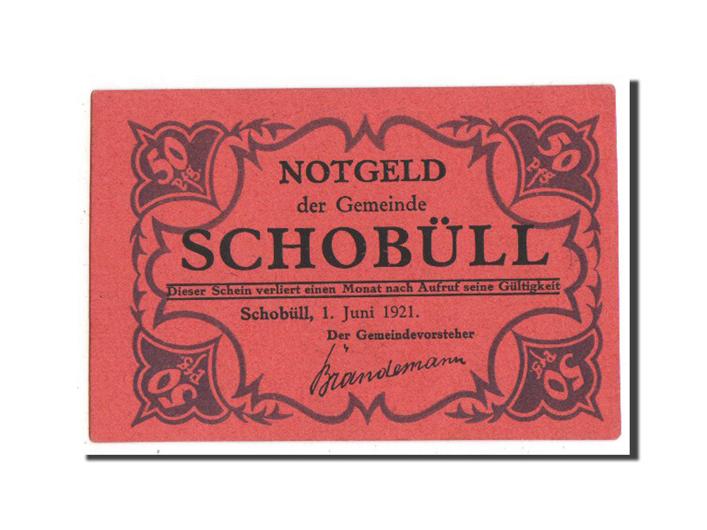 Banknote, Germany, Schobull, 50 Pfennig, 1921, UNC(63), Mehl:1194.7b