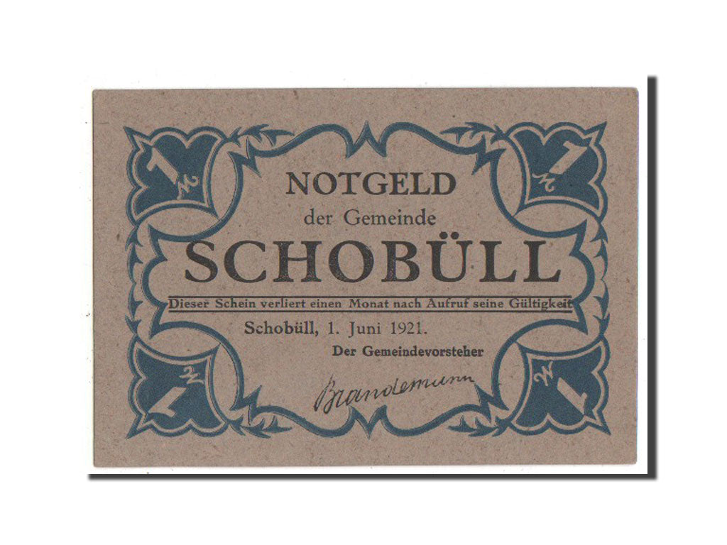 Banknote, Germany, Schobull, 1 Mark, 1921, UNC(63), Mehl:1194.8