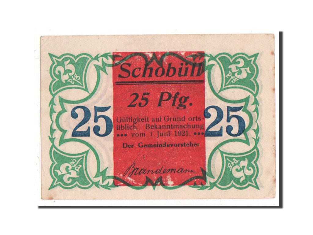 Banknote, Germany, Schobull, 25 Pfennig, 1921, AU(55-58), Mehl:1194.9