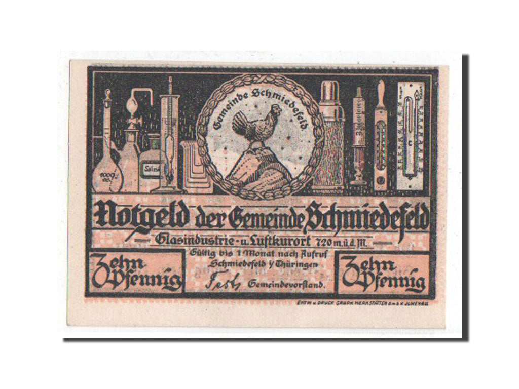 Banknote, Germany, Schmiedfeld Gemeinde, 10 Pfennig, 1921, UNC(65-70)
