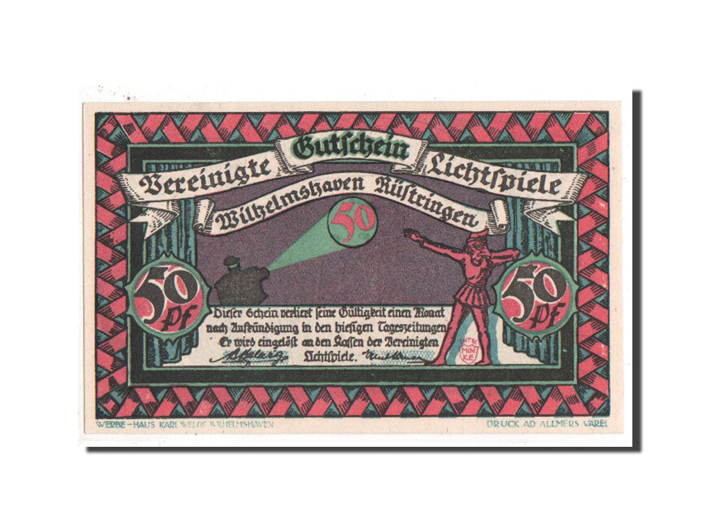 Banknote, Germany, Wilhelmshaven Stadt, 50 Pfennig, 1921, UNC(65-70)