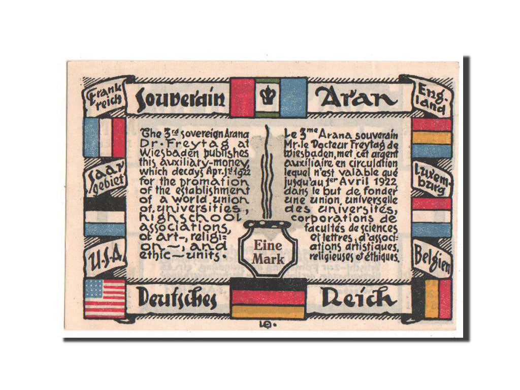 Banknote, Germany, Wiesbaden Stadt, 1 Mark, 1921, UNC(63), Mehl:1425.1