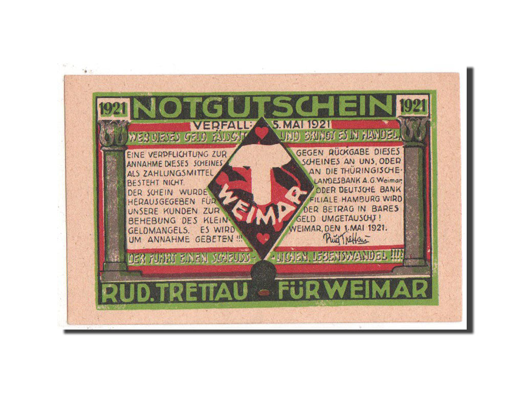 Banknote, Germany, Weimar Stadt, 50 Pfennig, 1921, UNC(63), Mehl:1400.1a