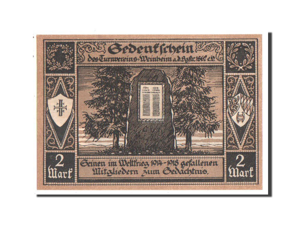 Banknote, Germany, Weinheim a.d. Bergstrasse Stadt, 2 Mark, 1922, UNC(63)