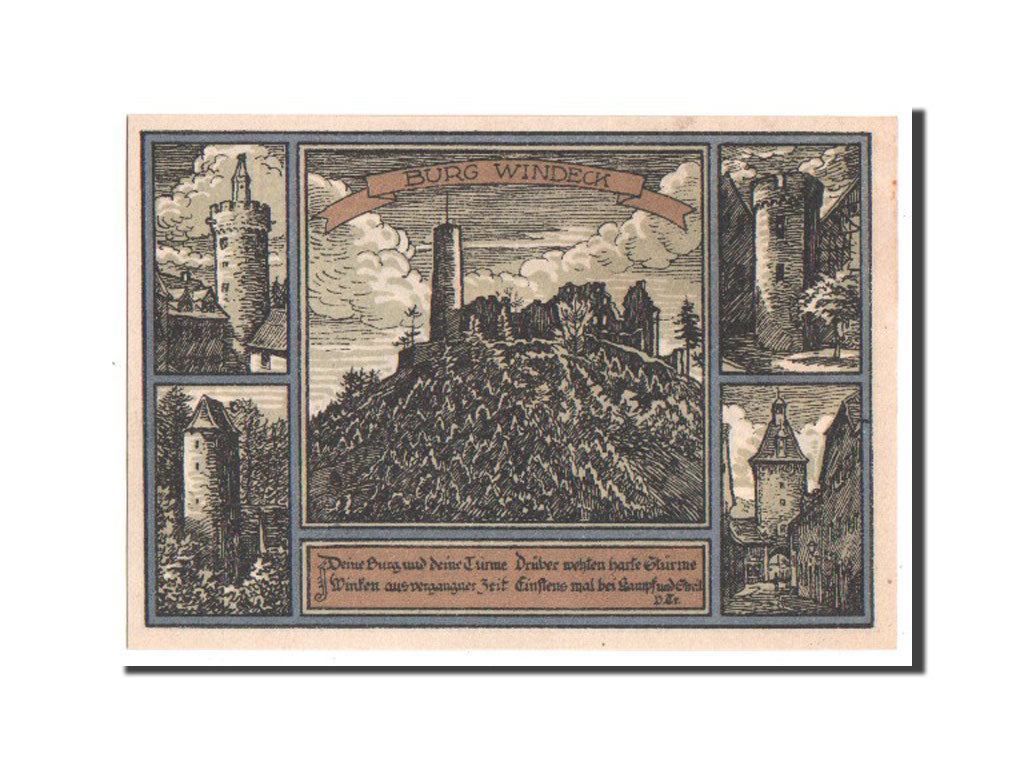 Banknote, Germany, Weinheim a.d. Bergstrasse Stadt, 2 Mark, 1922, UNC(63)