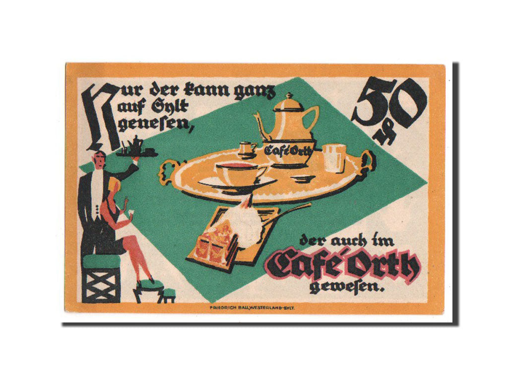 Banknote, Germany, Westerland Schleswig Holstein, 50 Pfennig, 1921, UNC(65-70)