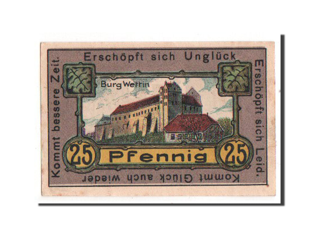 Billet, Allemagne, Wettin Stadt, 25 Pfennig, 1921, SPL, Mehl:1421.2