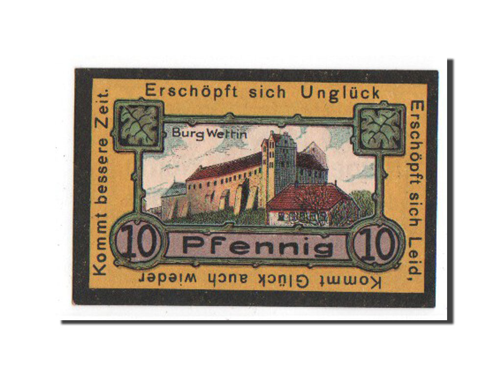 Billet, Allemagne, Wettin Stadt, 10 Pfennig, 1921, SPL, Mehl:1421.2