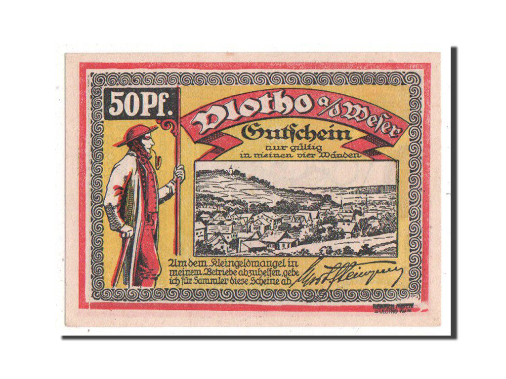 Banconote, Germania, Vlotho, 50 Pfennig, 1922, SPL, Mehl:1367.1