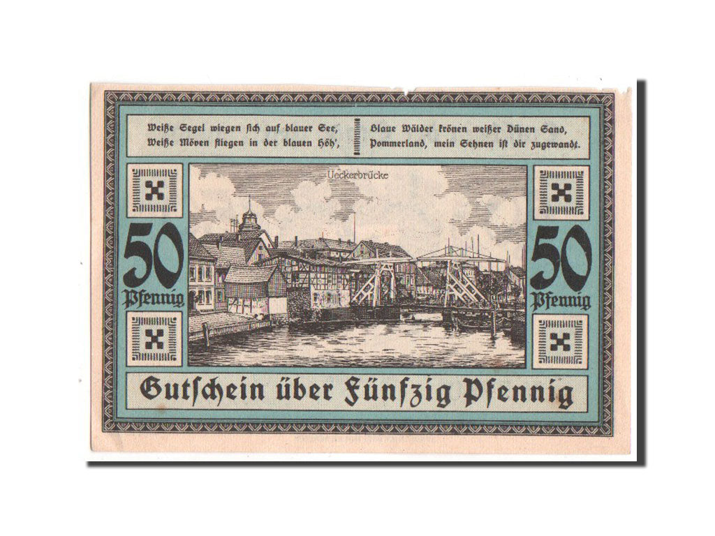 Banknote, Germany, Ueckermunde Stadt, 50 Pfennig, 1921, EF(40-45), Mehl:1350.1