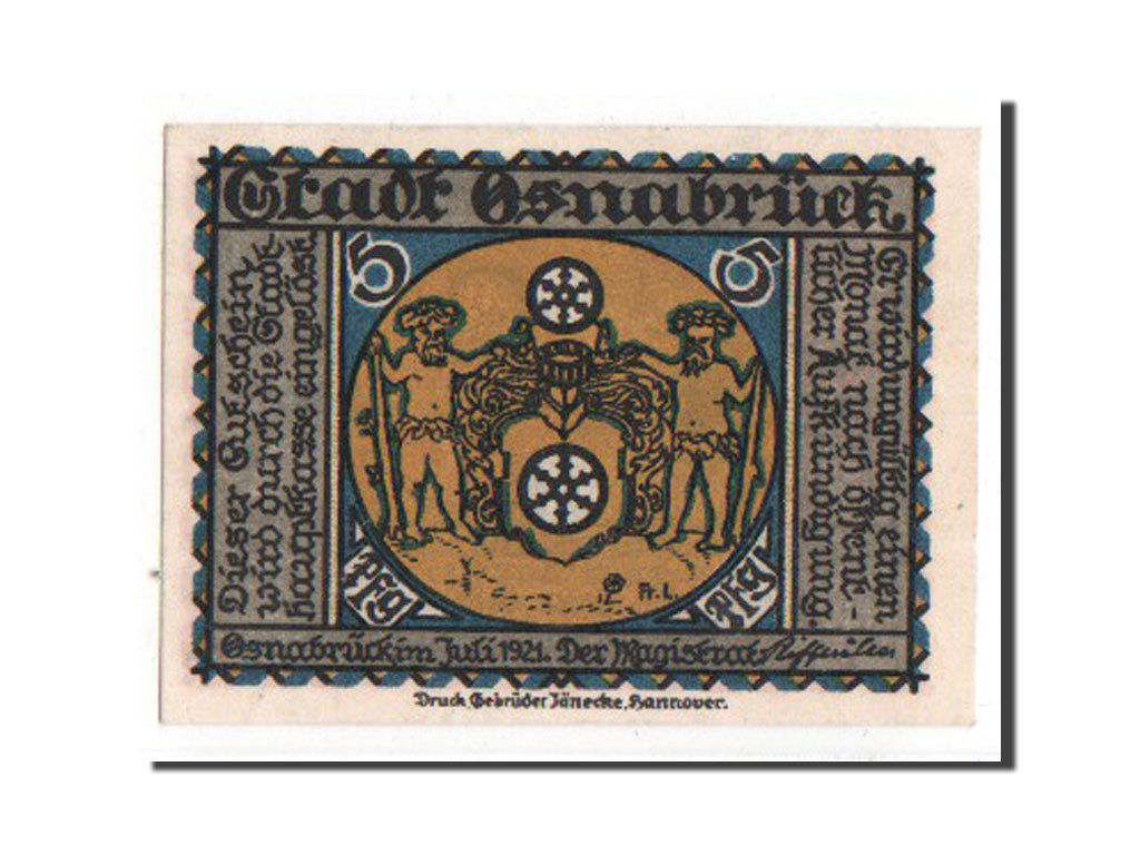 Banconote, Germania, Osnabruck, 5 Pfennig, 1921, SPL, Mehl:1032.1