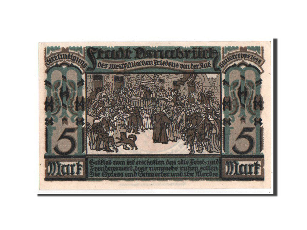 Banknote, Germany, Osnabruck, 5 Mark, 1921, UNC(63), Mehl:1032.1