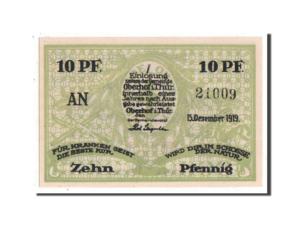 Banknote, Germany, Oberhof Gemeinde, 10 Pfennig, 1919, UNC(63), Mehl:996.1c