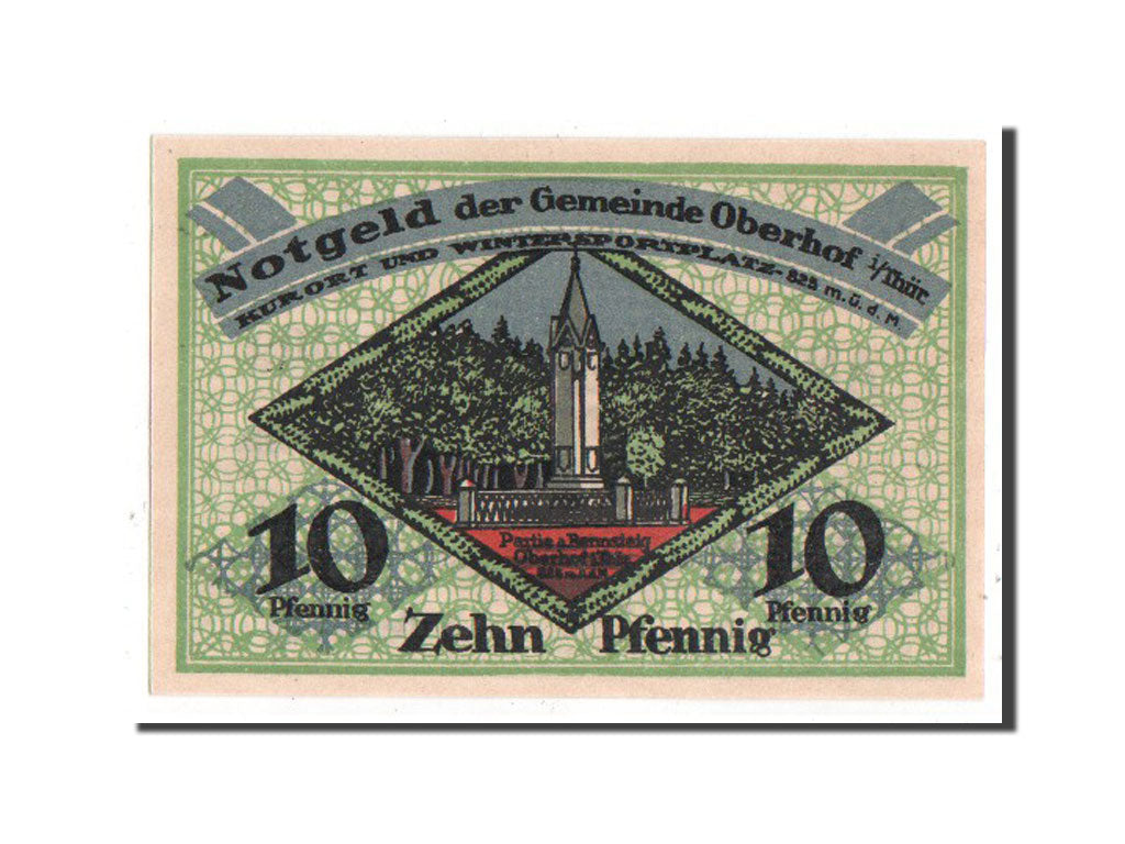 Banknote, Germany, Oberhof Gemeinde, 10 Pfennig, 1919, UNC(63), Mehl:996.1c