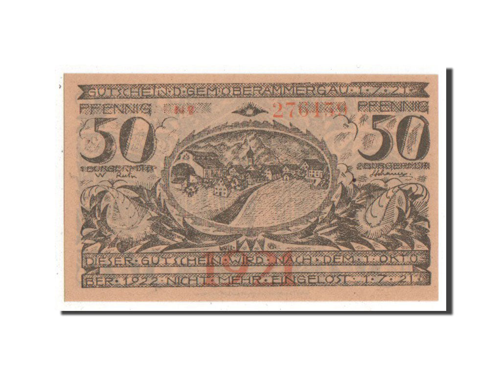 Banknote, Germany, Oberammergau Gemeinde, 50 Pfennig, 1921, UNC(63), Mehl:992.6