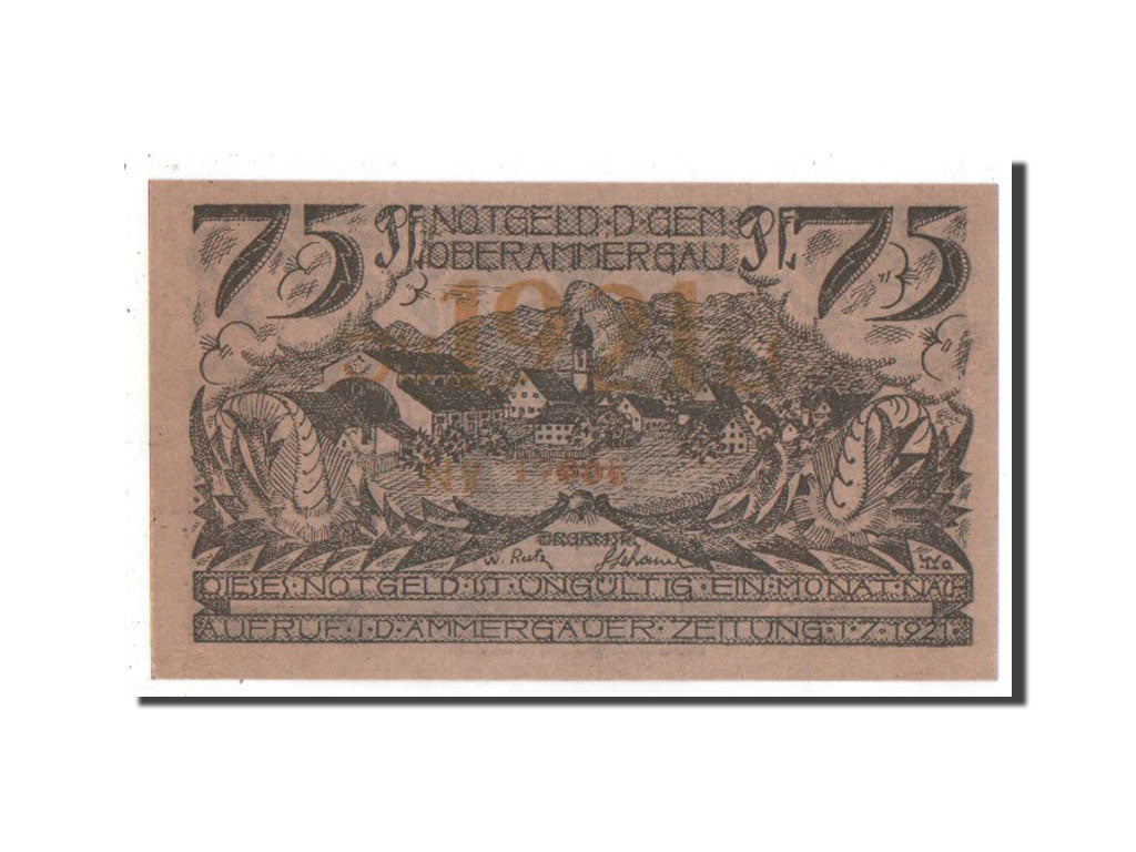 Banknote, Germany, Oberammergau Gemeinde, 75 Pfennig, 1921, UNC(63), Mehl:992.4