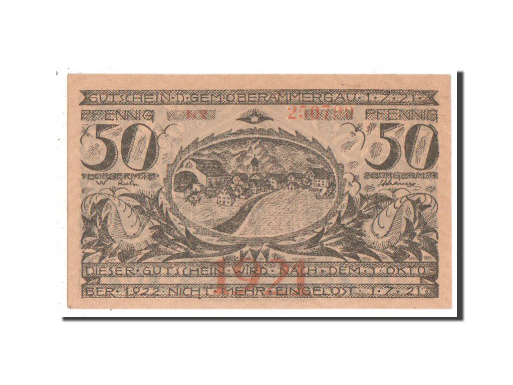 Banknote, Germany, Oberammergau Gemeinde, 50 Pfennig, 1921, UNC(63), Mehl:992.4