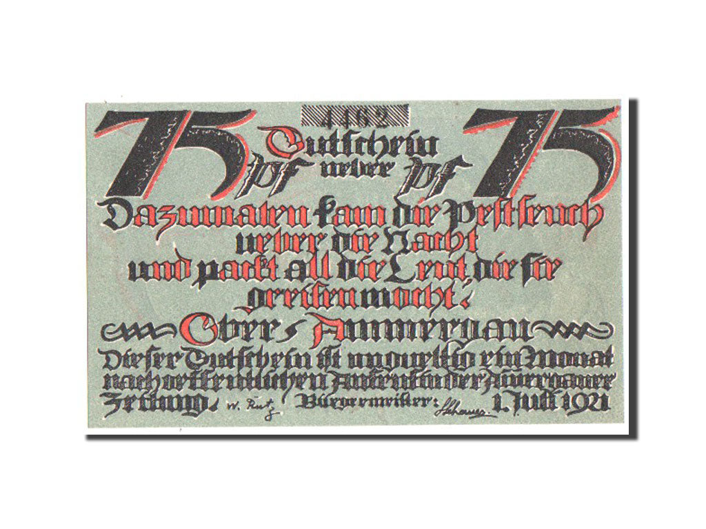 Banknote, Germany, Oberammergau Gemeinde, 75 Pfennig, 1921, UNC(65-70)