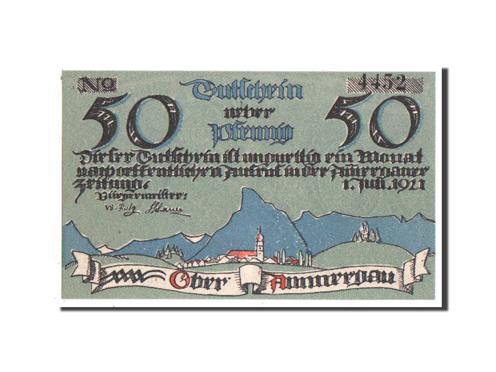 Banknote, Germany, Oberammergau Gemeinde, 50 Pfennig, 1921, UNC(65-70)