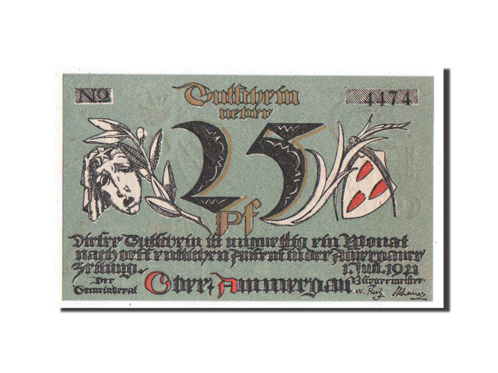 Banknote, Germany, Oberammergau Gemeinde, 25 Pfennig, 1921, UNC(65-70)