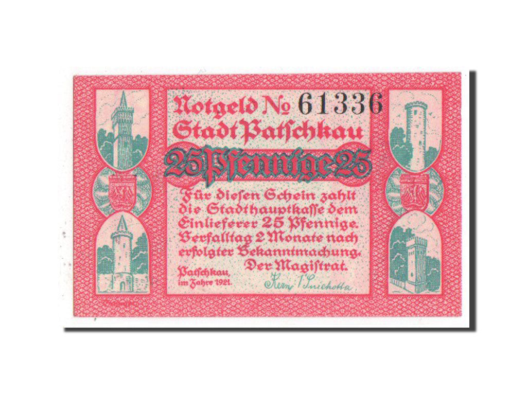 Billet, Allemagne, Patschkau Stadt, 25 Pfennig, 1921, SPL, Mehl:1052.1