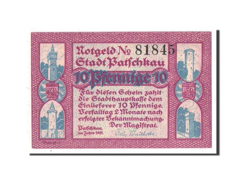 Banknote, Germany, Patschkau Stadt, 10 Pfennig, 1921, UNC(63), Mehl:1052.1