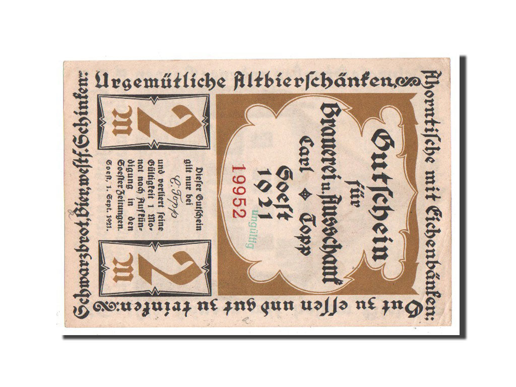 Banknote, Germany, Westfalen, 2 Mark, 1921, AU(55-58), Mehl:1234.1