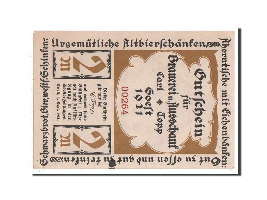 Banknote, Germany, Westfalen, 2 Mark, 1921, AU(55-58), Mehl:1234.1