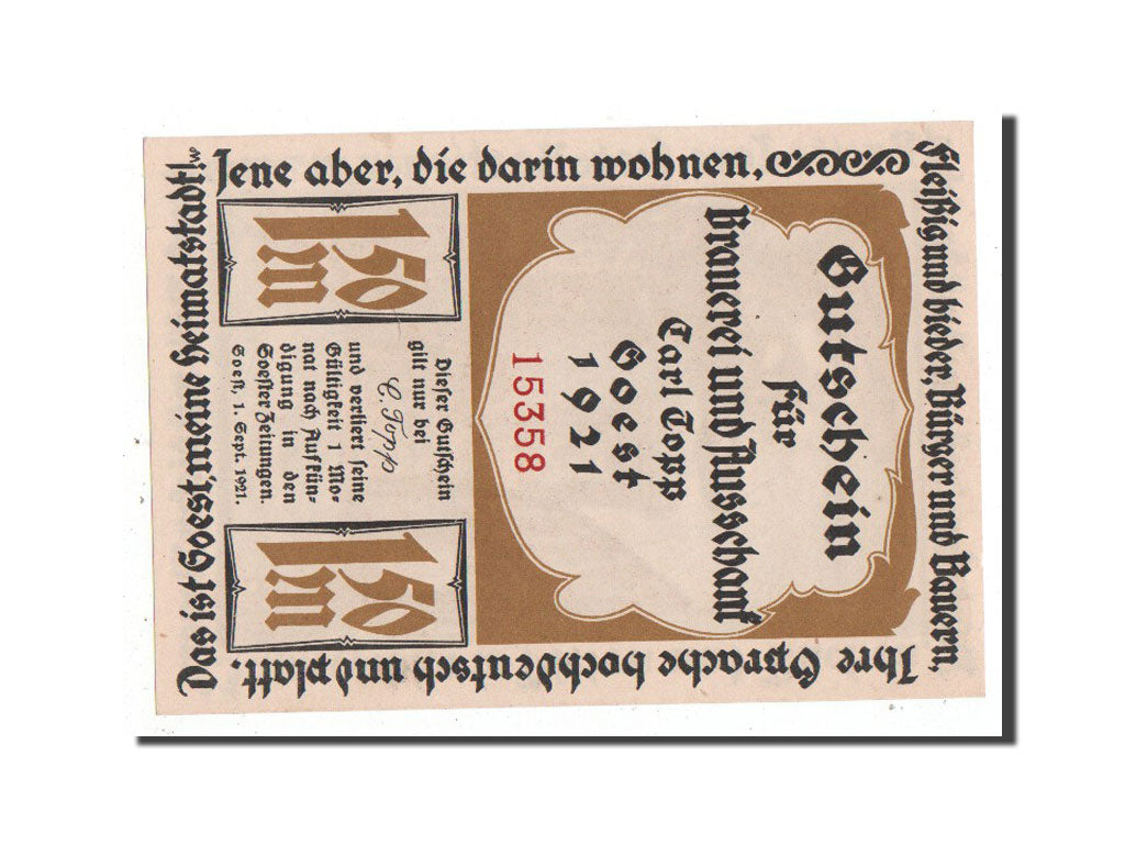 Banknote, Germany, Westfalen, 1.5 Mark, 1921, UNC(63), Mehl:1234.1