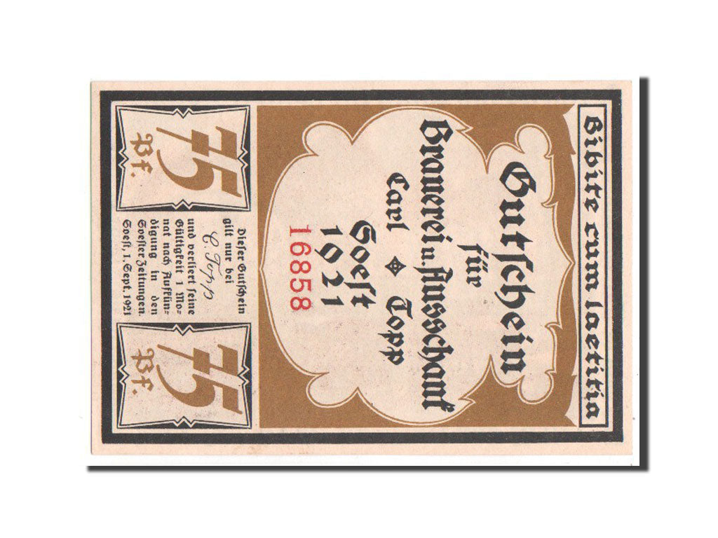 Banknote, Germany, Westfalen, 75 Pfennig, 1921, UNC(63), Mehl:1234.1