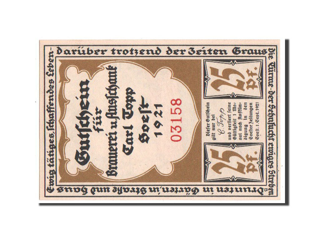 Banknote, Germany, Westfalen, 25 Pfennig, 1921, UNC(63), Mehl:1234.1