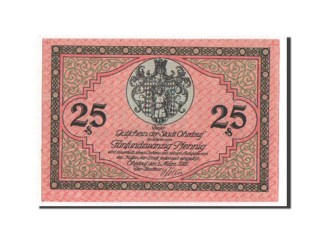 Banknote, Germany, Ohrdruf Stadt, 25 Pfennig, 1921, UNC(63), Mehl:1012.2b