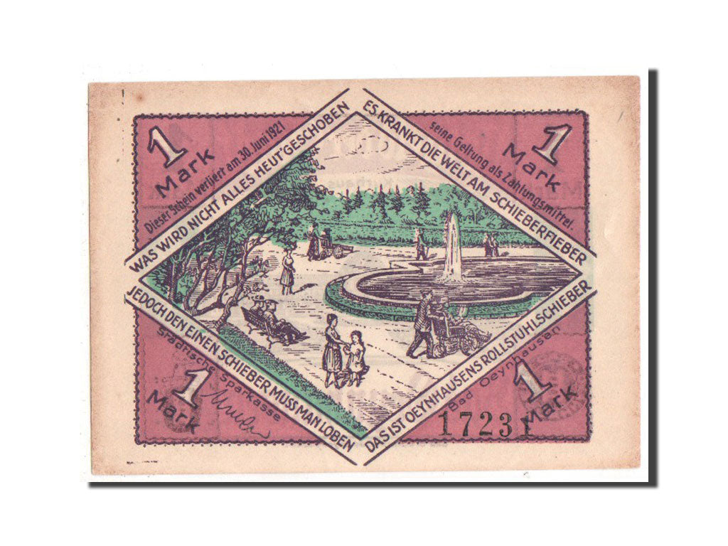 Geldschein, Deutschland, Oeynhausen Bad W Klutsch Hotel Furstenhof, 1 Mark