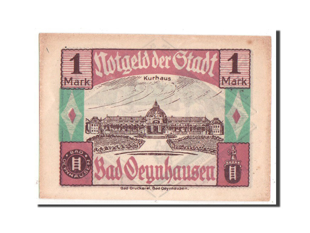 Geldschein, Deutschland, Oeynhausen Bad W Klutsch Hotel Furstenhof, 1 Mark