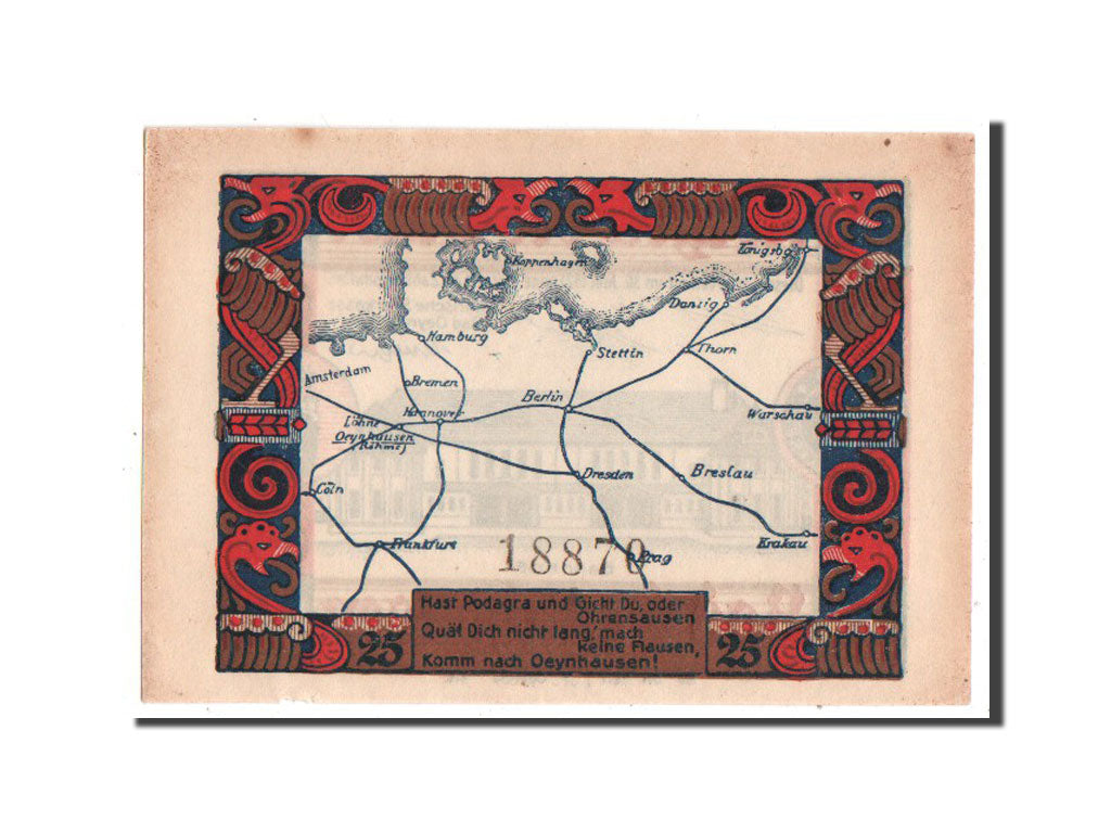 Banknote, Germany, Oeynhausen Bad W Klutsch Hotel Furstenhof, 25 Pfennig, 1921