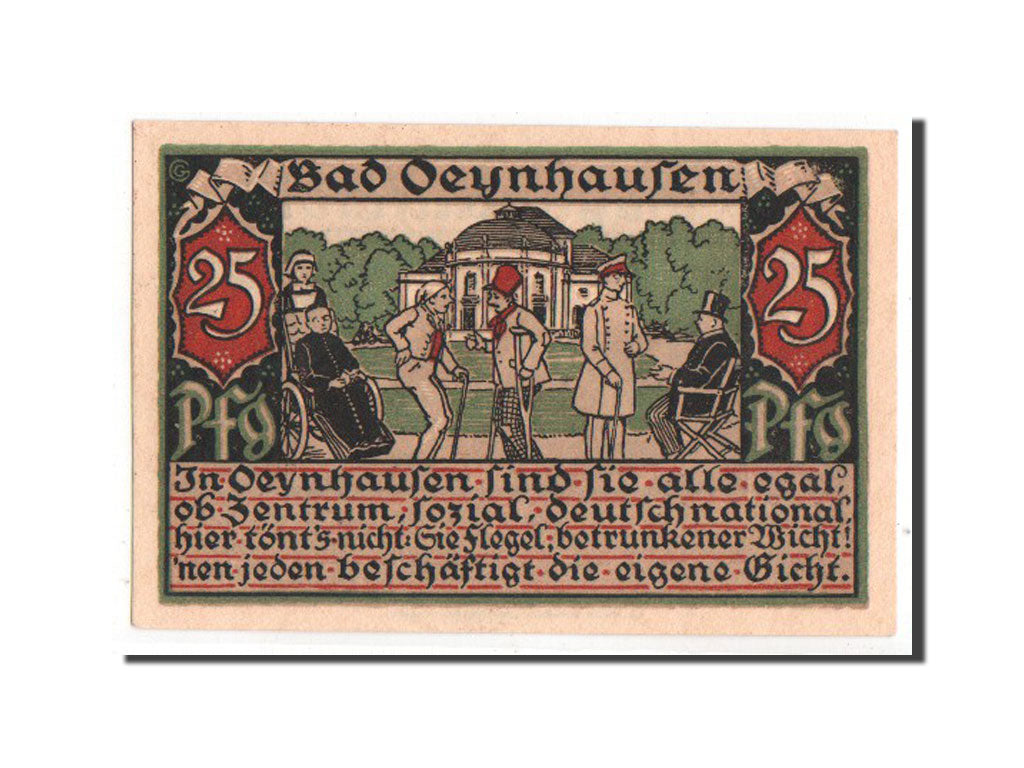 Biljet, Duitsland, Oeynhausen Bad W Klutsch Hotel Furstenhof, 25 Pfennig, 1921
