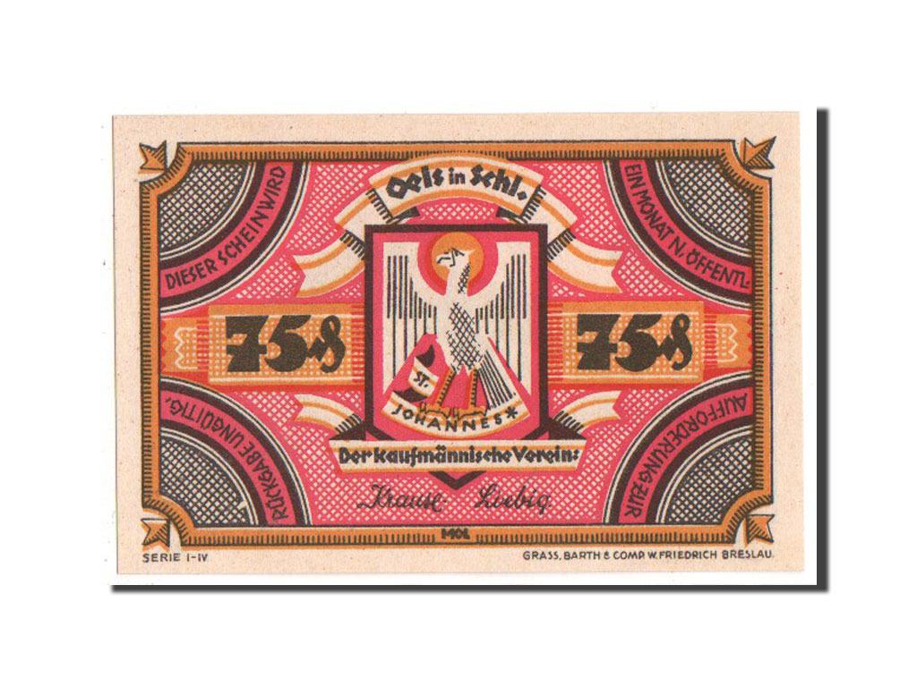 Banknote, Germany, Oels, 75 Pfennig, 1922, UNC(65-70), Mehl:1008.1