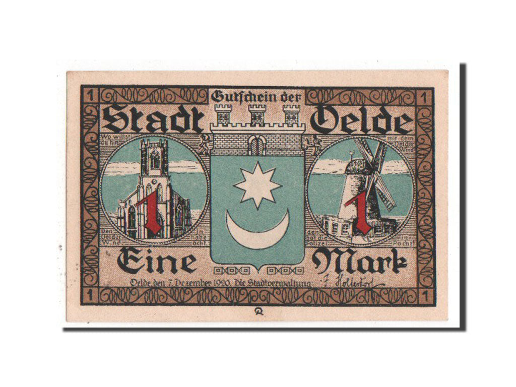 Banknote, Germany, Oelde Stadt, 1 Mark, 1920, UNC(63), Mehl:1007.1
