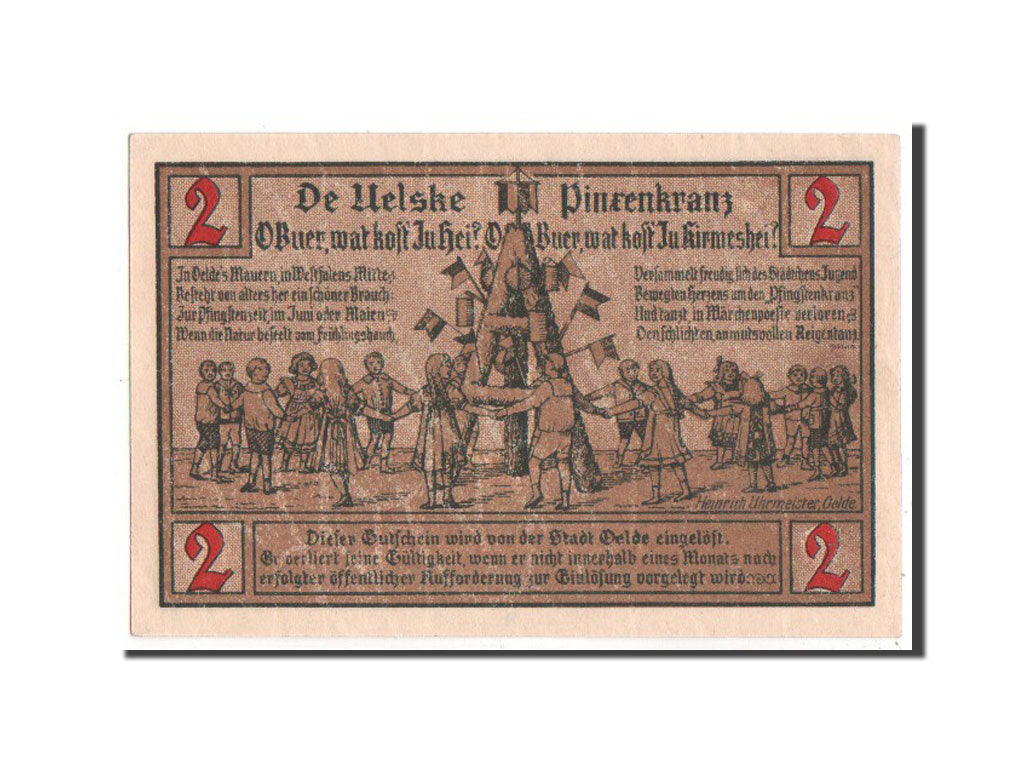 Banknote, Germany, Oelde Stadt, 2 Mark, 1920, UNC(63), Mehl:1007.1