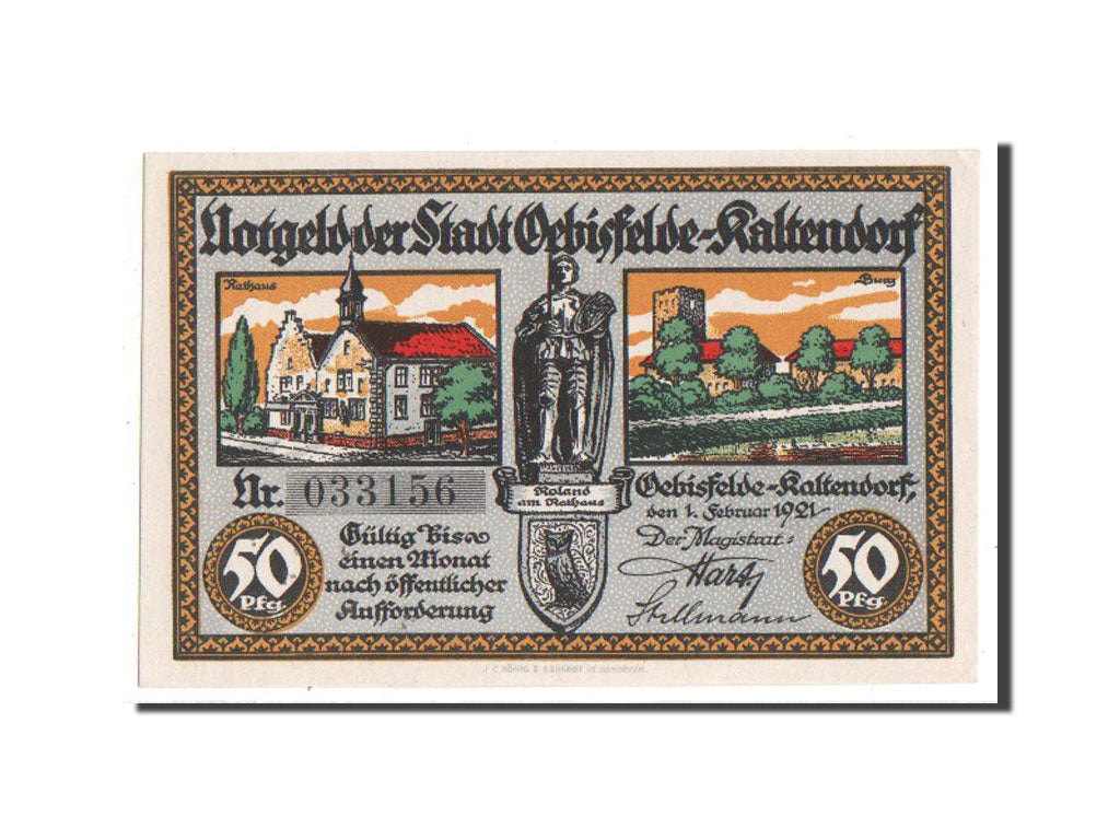 Banknote, Germany, Oebisfelde Kaltendorf Stadt, 50 Pfennig, 1921, UNC(65-70)