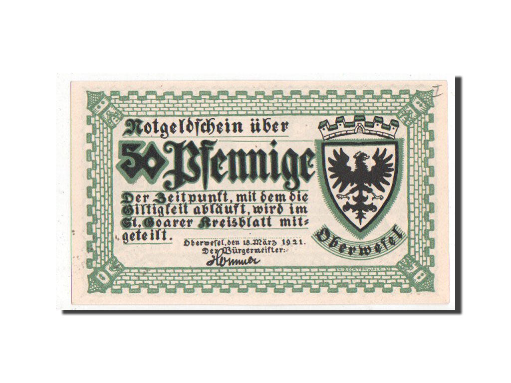 Banknote, Germany, Oberwesel Stadt, 50 Pfennig, 1921, UNC(65-70), Mehl:1004.1