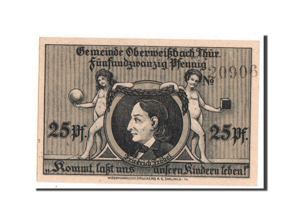 Banknote, Germany, Oberweissbach Cursdorf Deesbach und Lichtenhain, 25 Pfennig