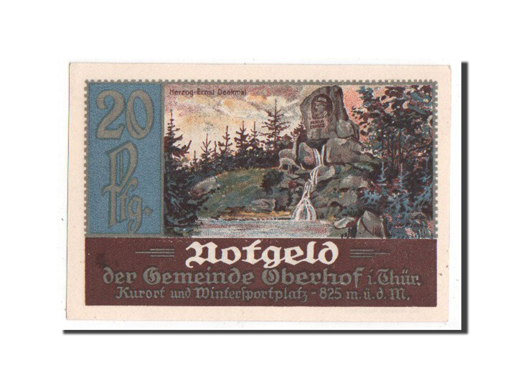 Billete, Alemania, Oberhof Gemeinde, 20 Pfennig, 1921, UNC, Mehl:996.4